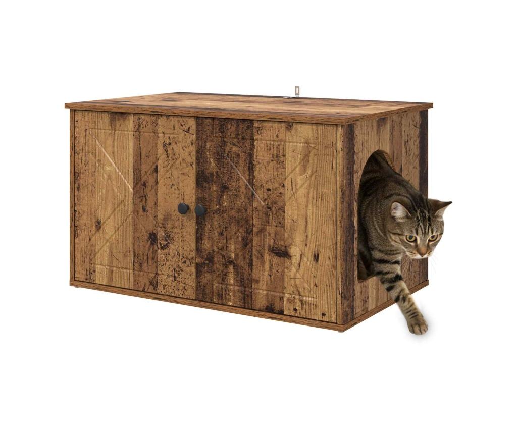 Къща за котки Старо дърво 85 x 55 x 50 см Инженерно дърво - 3