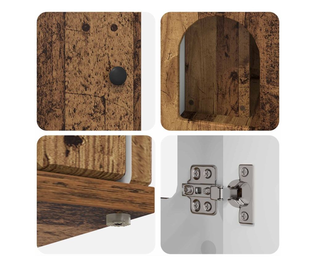 Къща за котки Старо дърво 85 x 55 x 50 см Инженерно дърво - 9