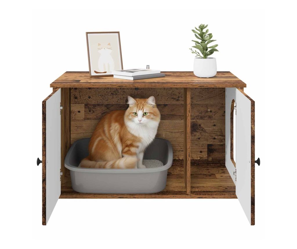 Къща за котки Старо дърво 85 x 55 x 50 см Инженерно дърво - 10