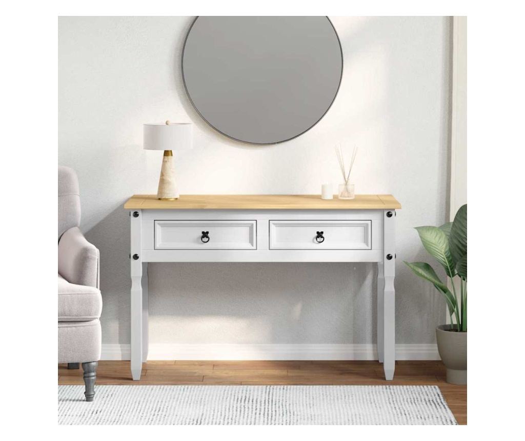 Крайна масичка с чекмедже Corona Бяло 115 x 46 x 73 см - 2