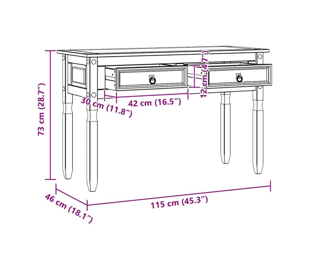 Крайна масичка с чекмедже Corona Бяло 115 x 46 x 73 см - 8
