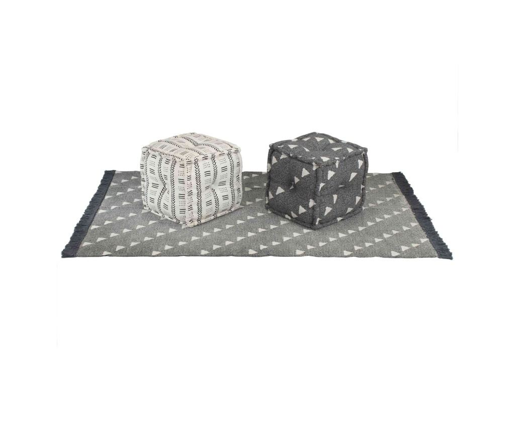 Пуфове Геометричен Сив и бял 40 x 40 x 40 cm текстил - 2