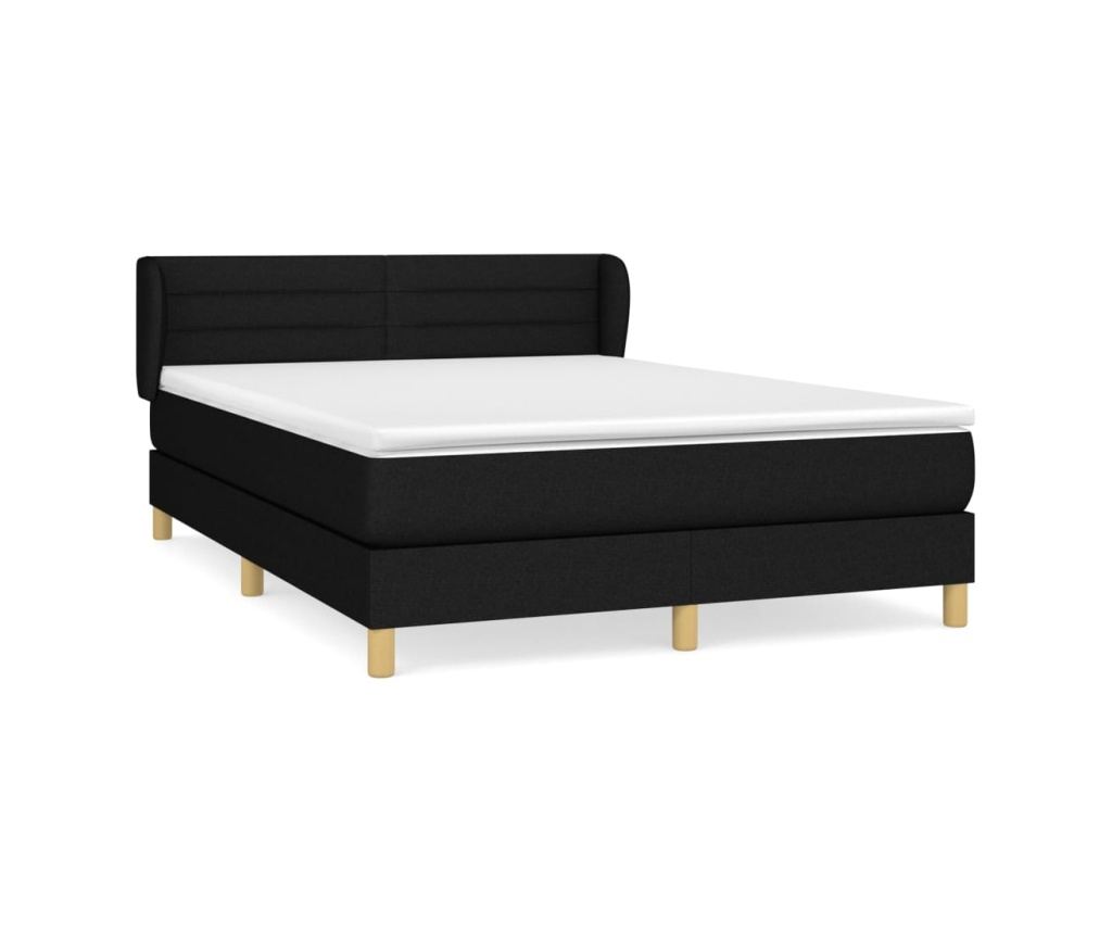 Box krevet s madracem, crni, 140x190 cm, tekstil - 2