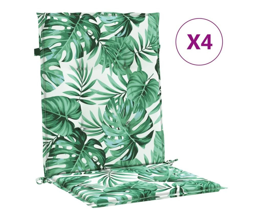 Jastuci za stolice niskog naslona, 4 kom, uzorak lišća, tekstil - 2