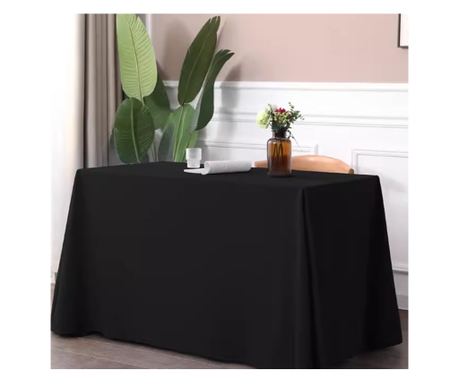 Fata de masa Kotonia Home - 180x300 cm, Damasc Saten DeLux, 100% bumbac, negru