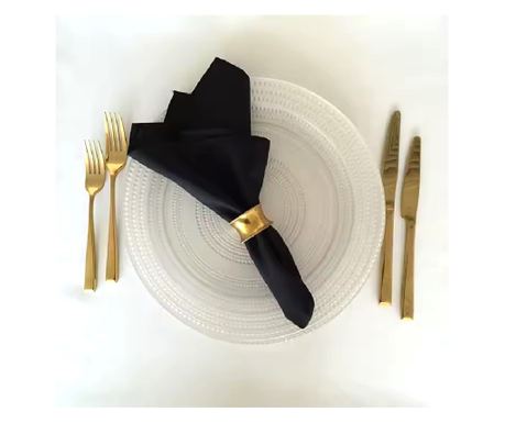 Set 10 servete de masa Kotonia Home, 27x40 cm, negru, 100% bumbac, Satin DeLux