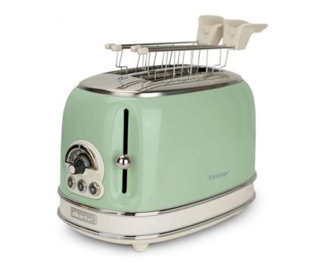 Ariete VINTAGE 0155/04 Kenyérpirító, 810W, 2 Szelet, 3 Funkció, 6 Beállítás, Kivehető Morzsatálca, Zöld