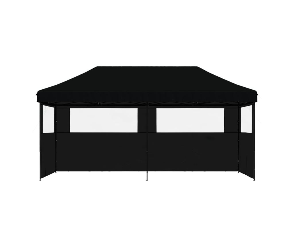 Skládací party stan pop-up se 3 bočními stěnami černý - 3