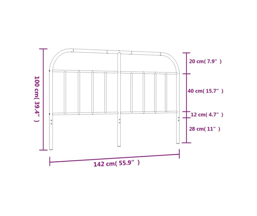 Metalni uzglavlje, bijelo, 135 cm - 7