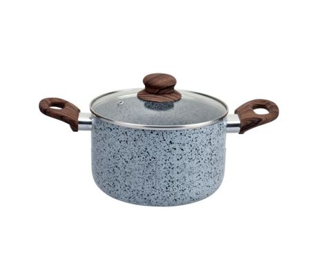 Тенджера Oliver Voltz Siena OV51318J22, 22 см, 3.6L, Мраморно покритие, Индукция, Меки дръжки, Сив/кафяв
