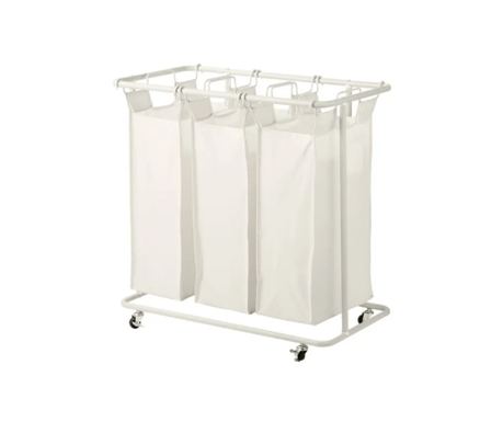 Linea Laundry Basket, Metal, Textile, 3 x 47.7 Liters, 79 x D. 44.8 x H. 79.4 cm