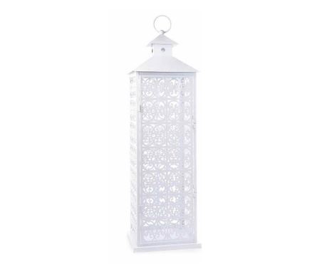 Metalni lampion bijeli, staklo, 25 x 25 x 82 V