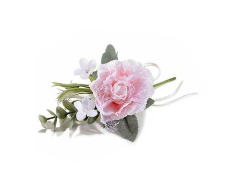 Set 3 Bujori artificiali roz verzi 17 cm