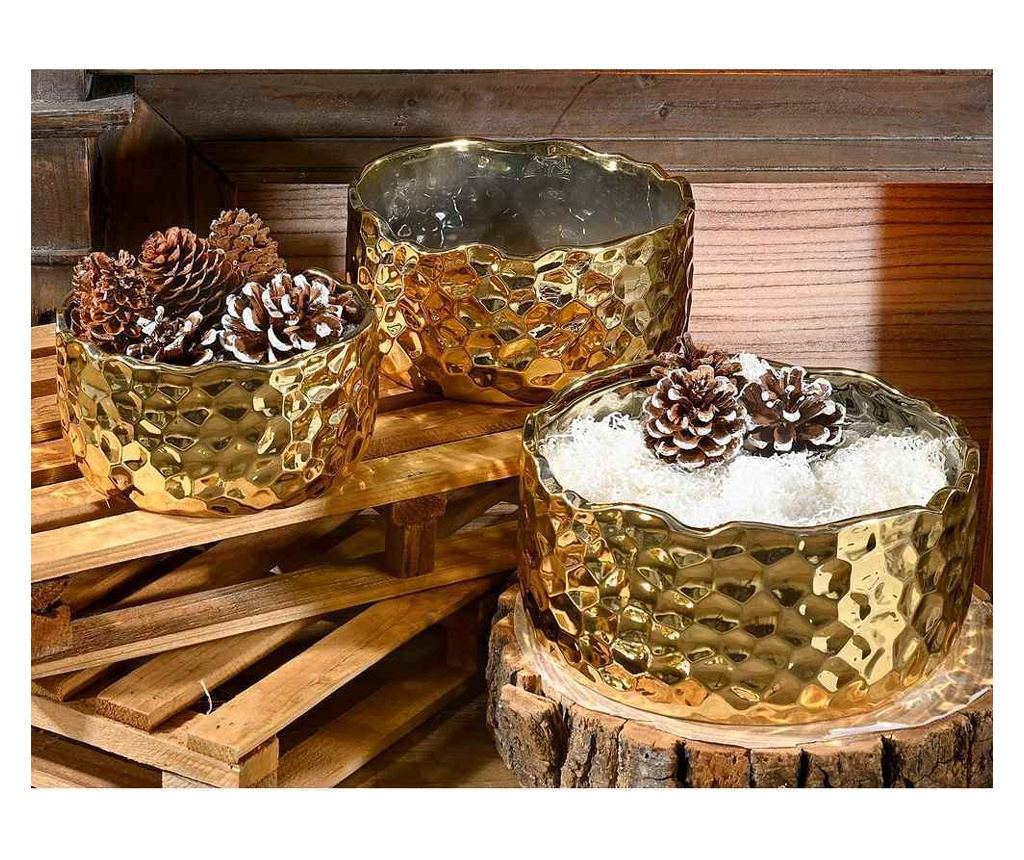 Okrasna keramična posoda zlata Ø 18 x 9 cm V - 2
