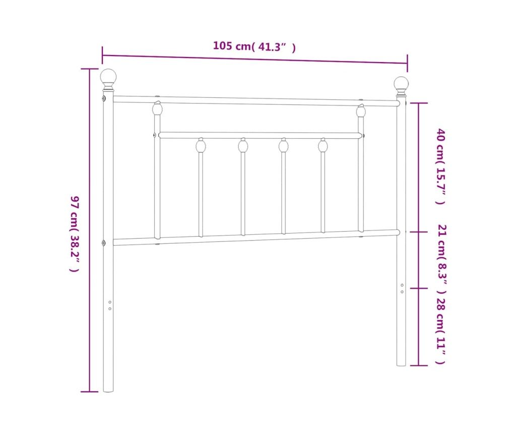 Metalni uzglavlje, bijelo, 100 cm - 7