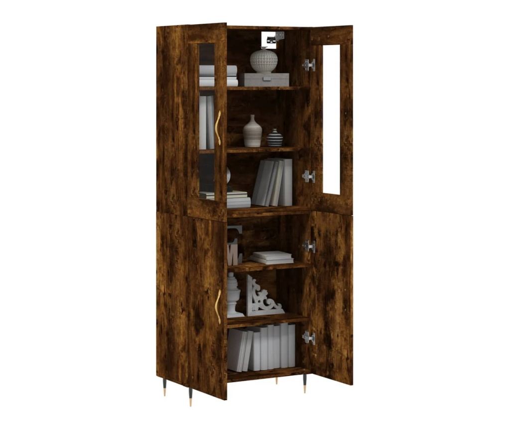 Visoki ormarić, dimljeni hrast, 69,5x34x180 cm, kompozitno drvo - 3