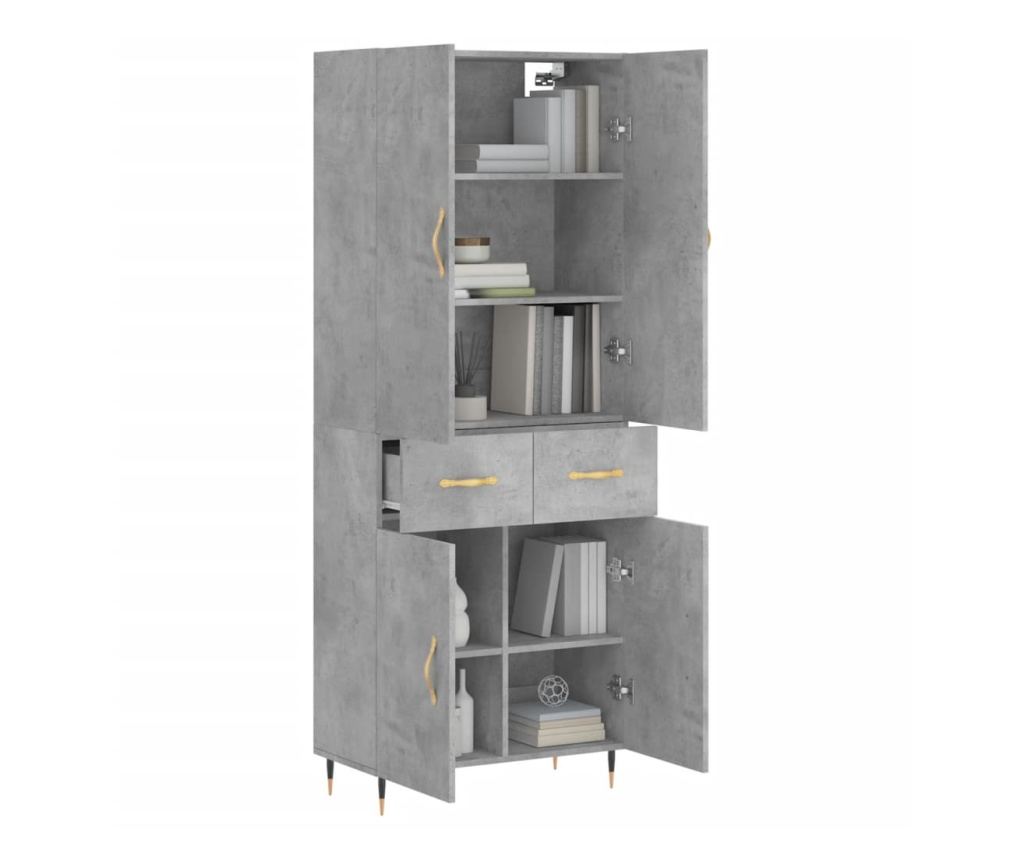 Visoki ormar, betonsko siva, 69,5x34x180 cm, kompozitno drvo - 3