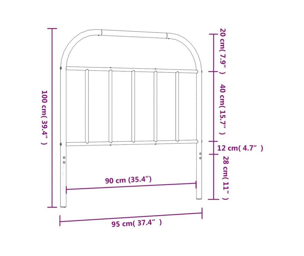 Metalna uzglavlja, bijela, 90 cm - 7