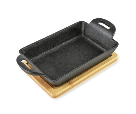 LUXE mini litoželezna posoda na deski, pravokotna, 280 ml, 19 x 11 x 3 cm