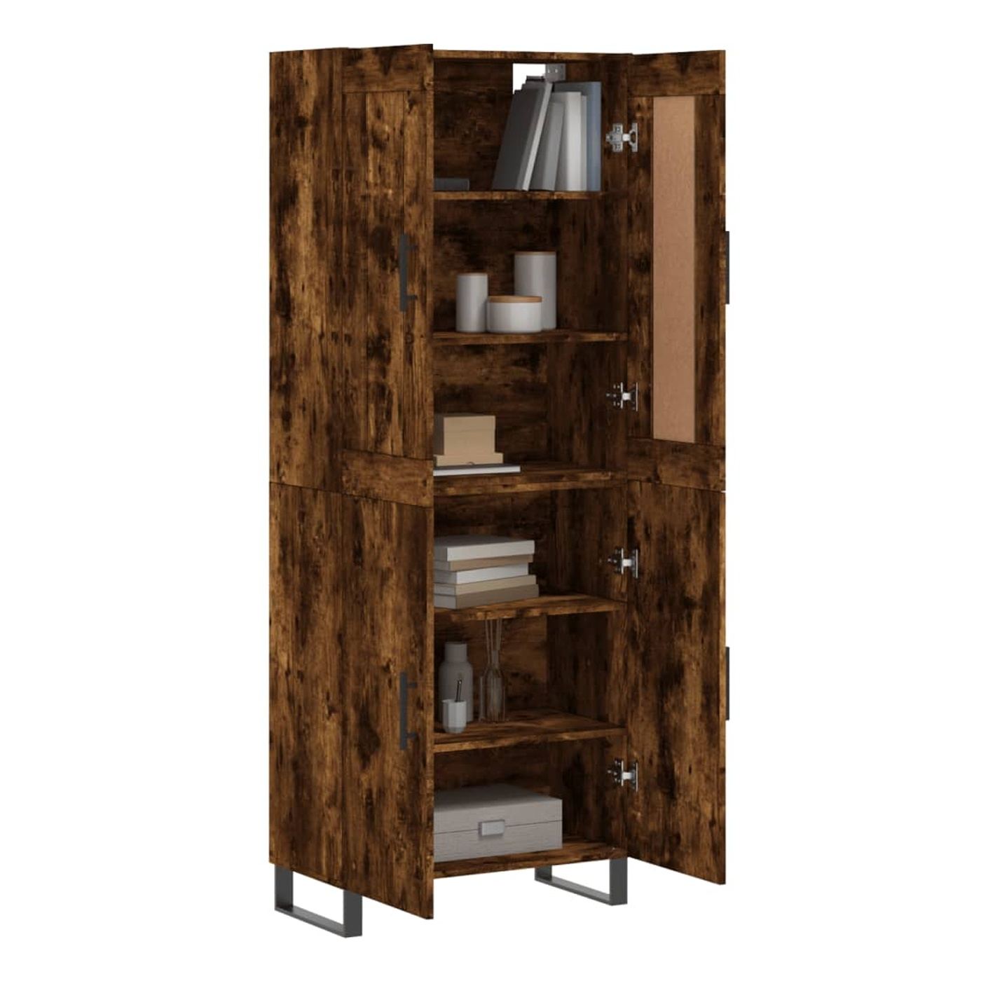 Visoki ormar, dimljeni hrast, 69,5x34x180 cm, kompozitno drvo - 3