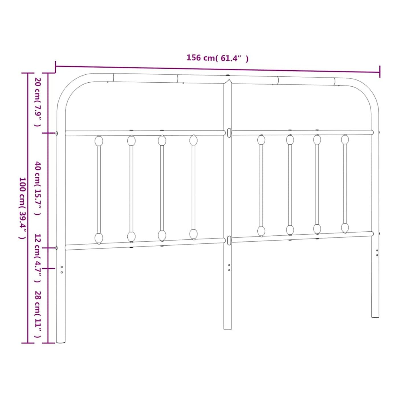 Okvir za krevet od metala, crni, 150 cm - 7