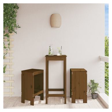 Σκαμπό Μπαρ 2 τεμ. Κεχριμπαρένιο Καφέ 40x36x75 εκ. Μασίφ Ξύλο Πεύκου