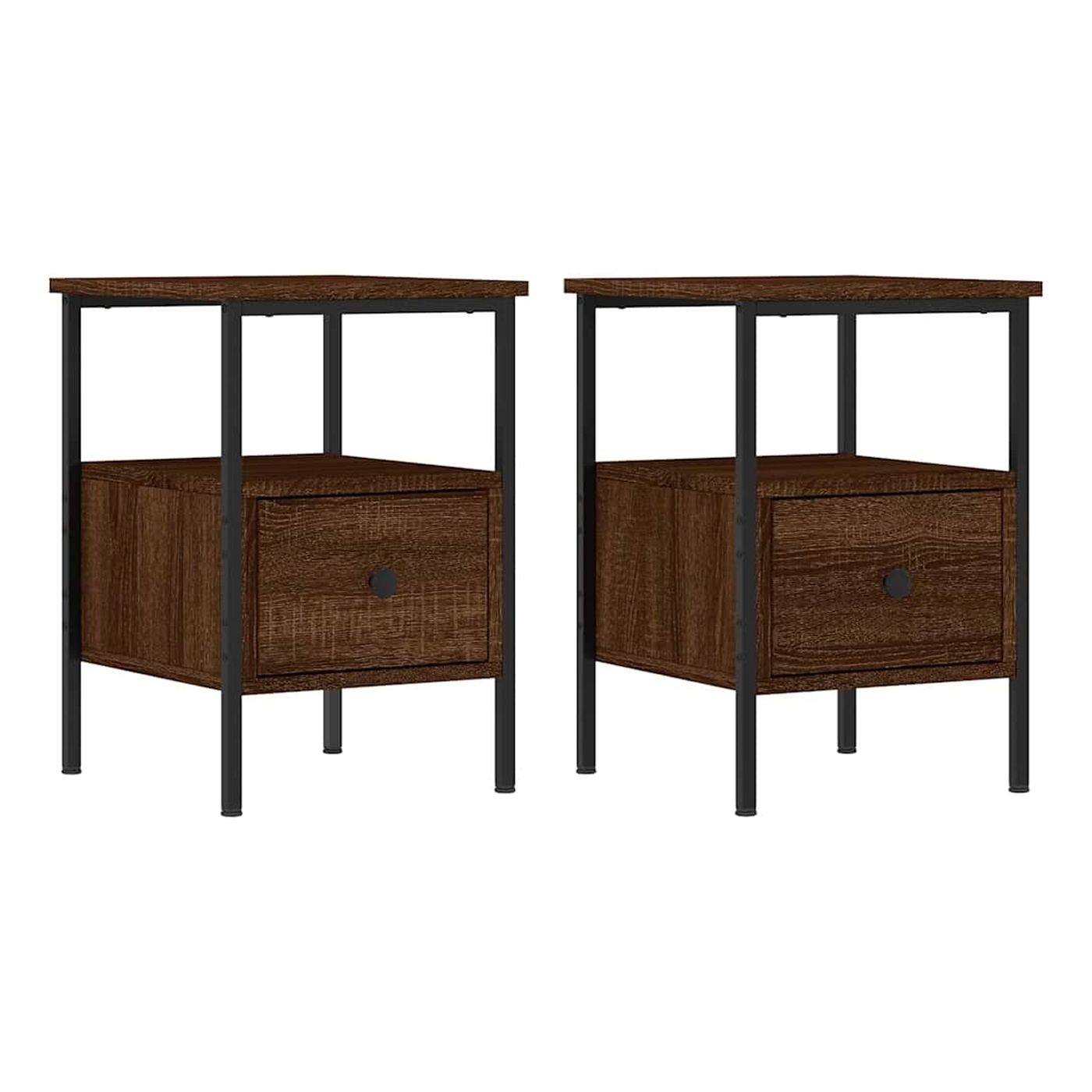 Noćni ormarići, 2 kom, smeđi hrast, 34x36x50 cm, konstruirano drvo - 2