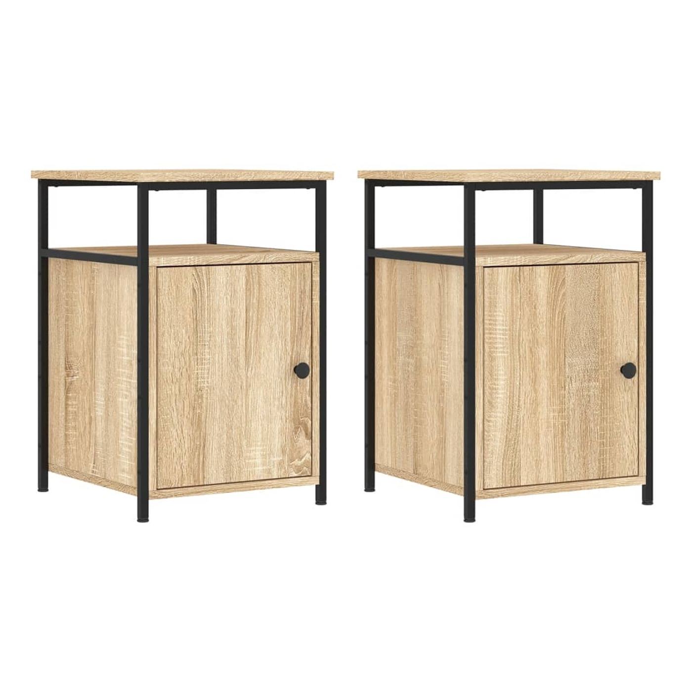 Noćni ormarići, 2 kom, sonoma hrast, 40x42x60 cm, konstruirano drvo - 3