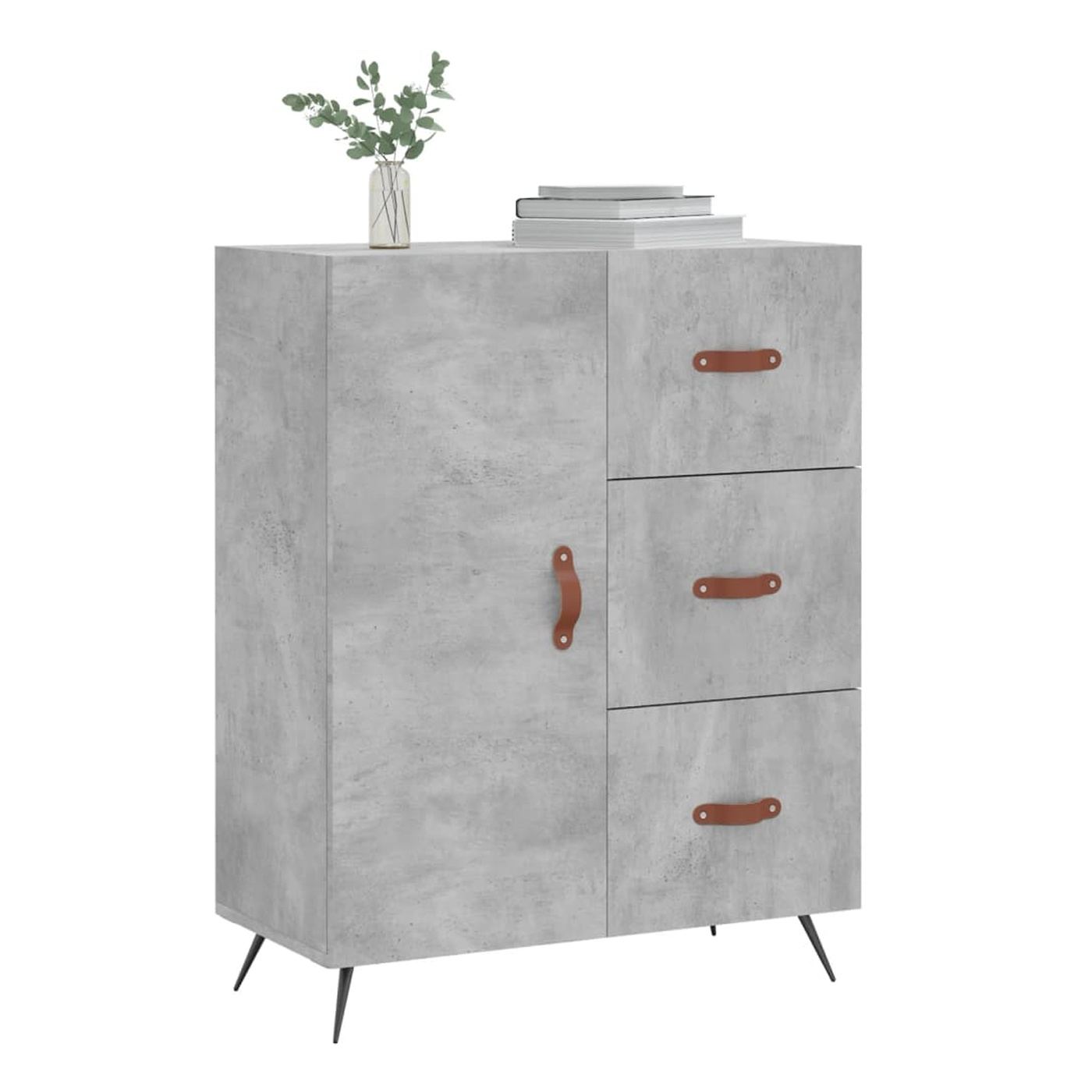 Komoda, betonsko siva, 69,5x34x90 cm, kompozitno drvo - 3