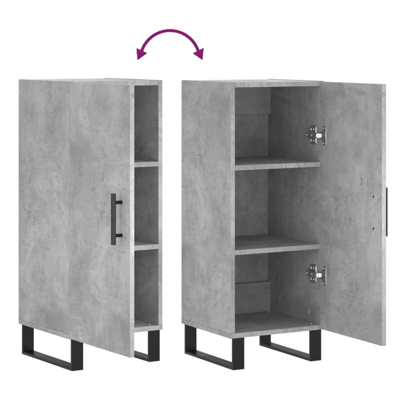 Ormarić za posuđe, betonsko siva, 34,5x34x90 cm, kompozitno drvo - 9