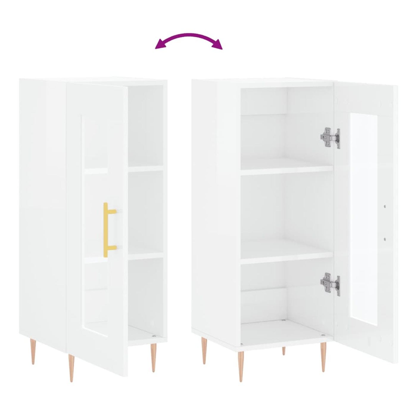 Ormarić, visoki sjaj bijeli, 34,5x34x90 cm, kompozitno drvo - 9