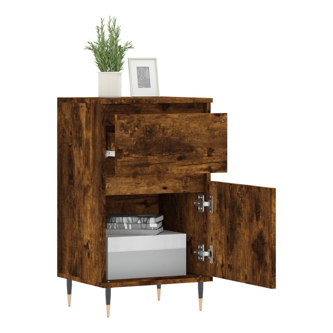 Ormarić za odlaganje, dimljeno hrastovo drvo, 40x35x70 cm, konstruirano drvo - 4