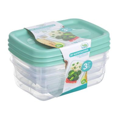 Кутии за храна, 3 бр., 300 ml, Мента