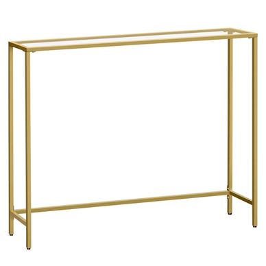 Masa intrare blat sticla securizata cadru metalic elegant, 20x100x80 cm, design minimalist, auriu