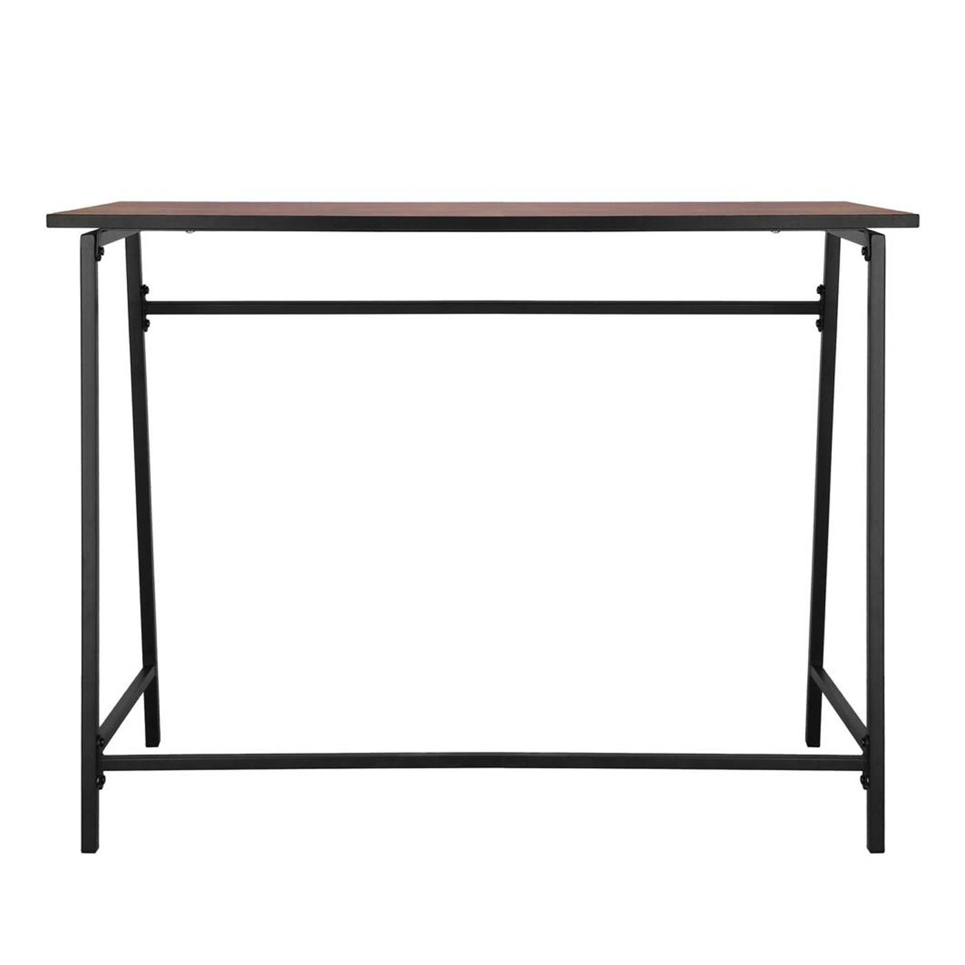 Индустриална странична маса/бюро със стоманена рамка, 50x100x76 см, Компактен дизайн, Кафяв - 9