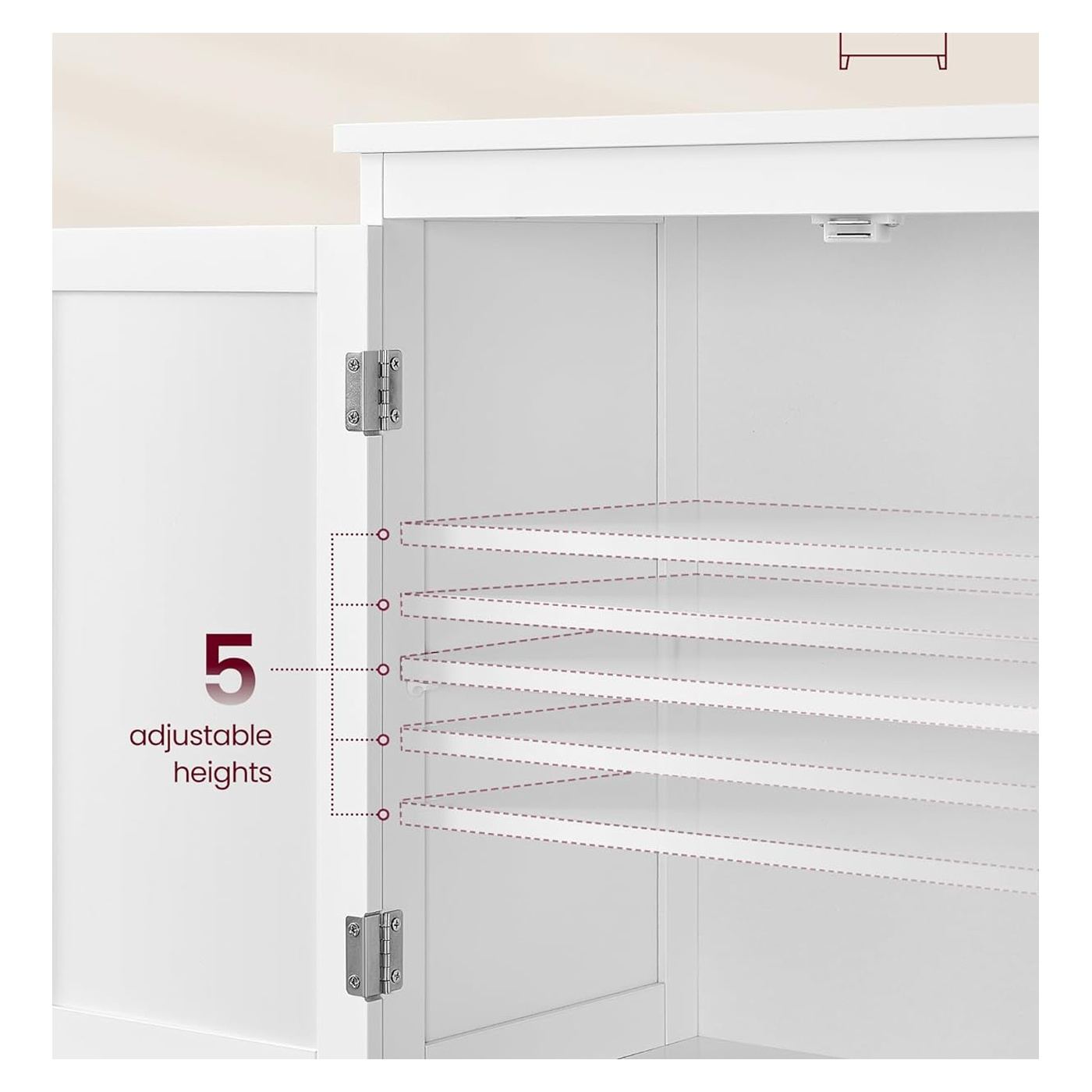 Шкаф за баня, MDF, с 2 чекмеджета и 2 врати, Регулируем рафт, 30x60x110см, Бял - 5