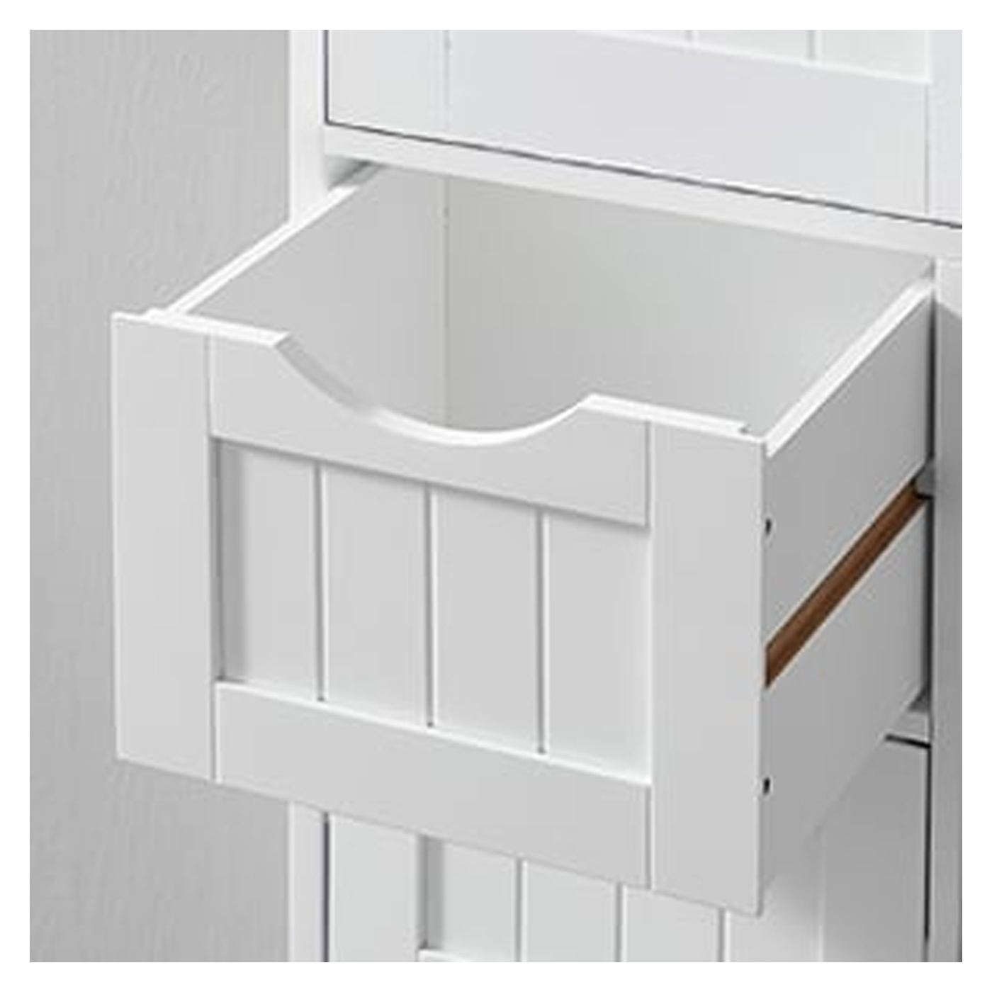 Дървен шкаф за баня с 4 чекмеджета MDF, 30x30x82 см, Компактен дизайн, Бял - 9