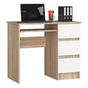 Компютърно бюро ПДЧ 3 чекмеджета рафт за клавиатура дясно, 90x50x77 см, модерен дизайн, бял дъб сонома thumbnail 1