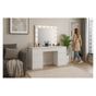 Тоалетка за грим с LED огледало и 7 чекмеджета MDF, 132x43x152 см, модерен дизайн, бяла thumbnail 2