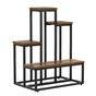 Индустриален стил метална и МДФ етажерка, 4 рафта, 51x34x67 см, Компактен дизайн, Черен кафяв thumbnail 4