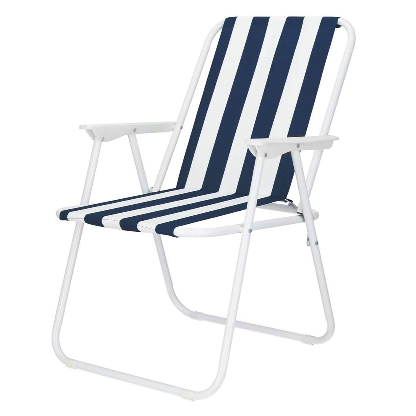 Плажен стол Sersimo GC050, сгъваем, 100 кг, 52x74 см, бяло-син - 2