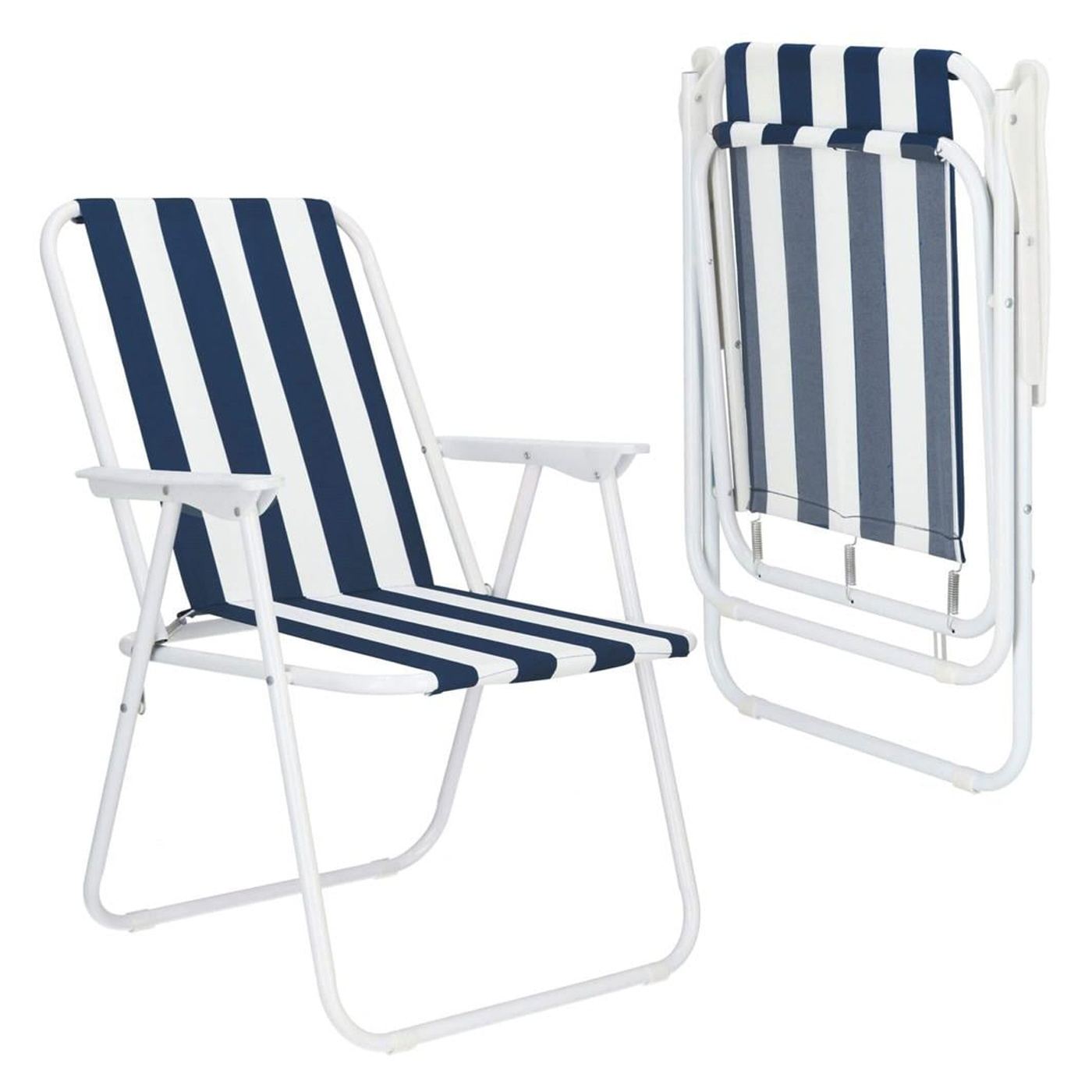 Плажен стол Sersimo GC050, сгъваем, 100 кг, 52x74 см, бяло-син - 9