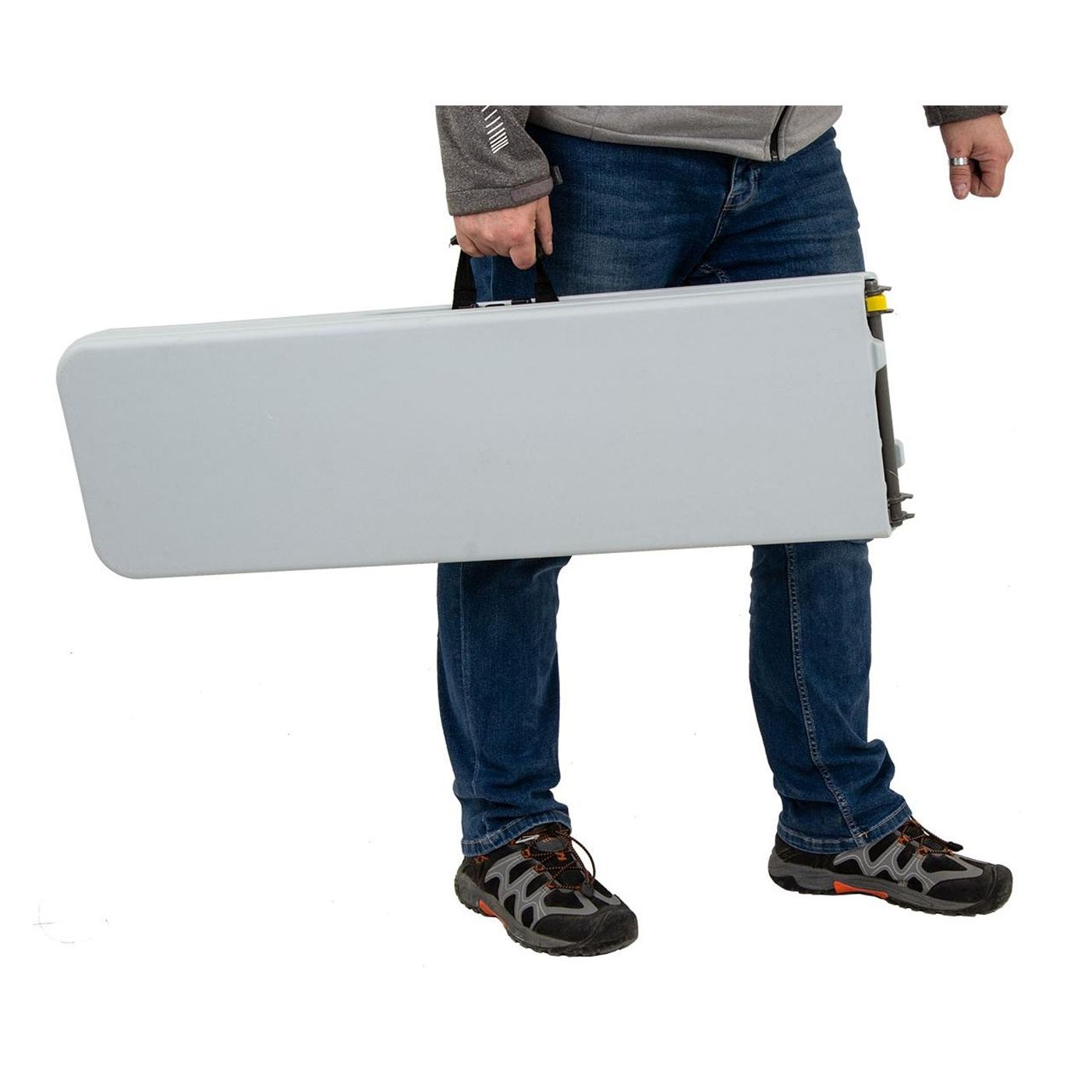 Сгъваема пейка HDPE стоманена рамка дръжка за транспорт компактна, 183x28x43 см, макс. 200 кг, бяла - 5