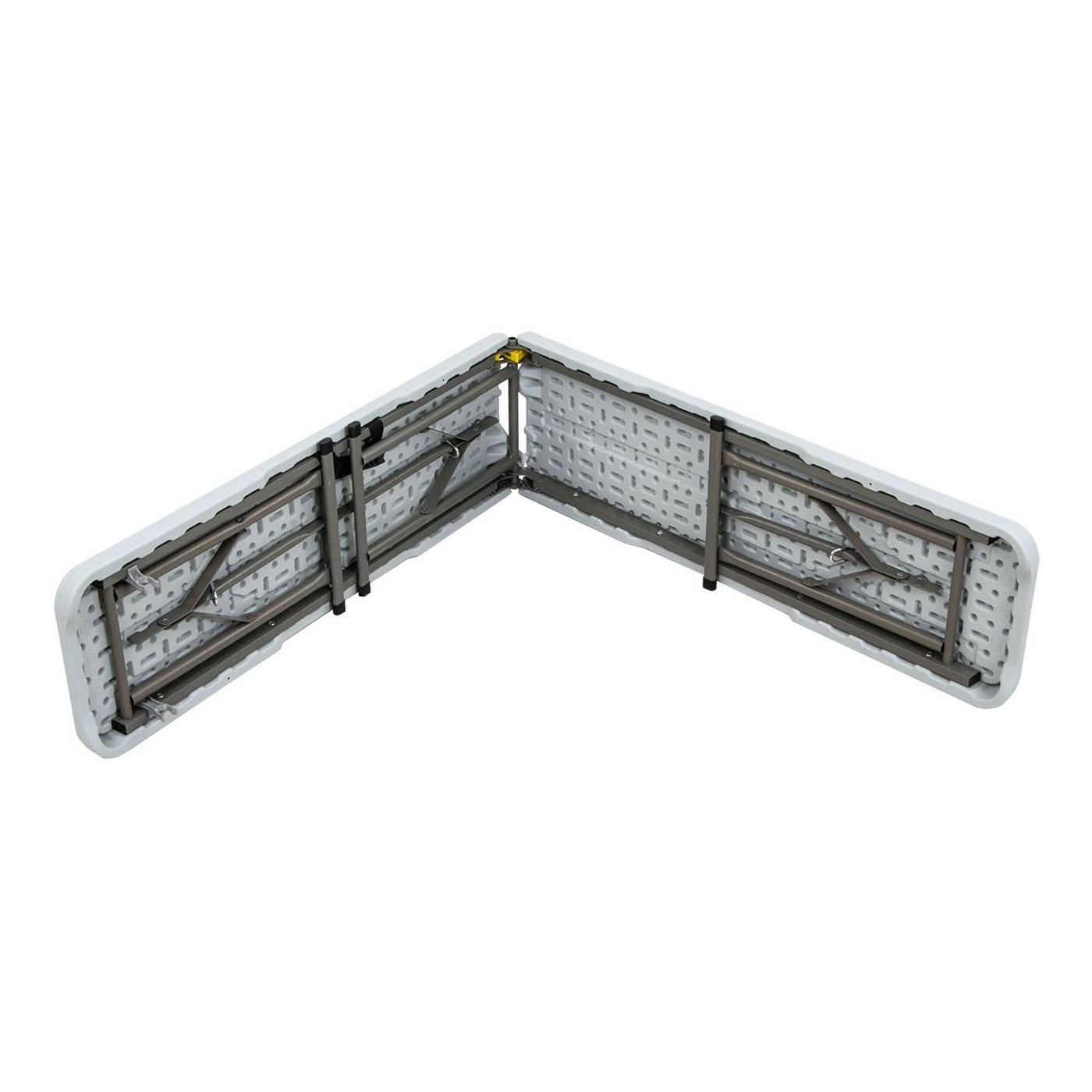 Сгъваема пейка HDPE стоманена рамка дръжка за транспорт компактна, 183x28x43 см, макс. 200 кг, бяла - 12
