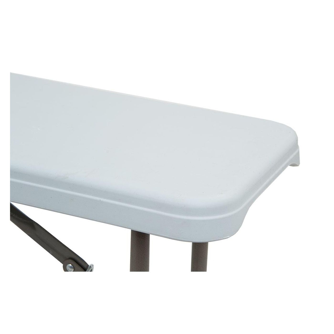 Сгъваема пейка HDPE стоманена рамка дръжка за транспорт компактна, 183x28x43 см, макс. 200 кг, бяла - 13
