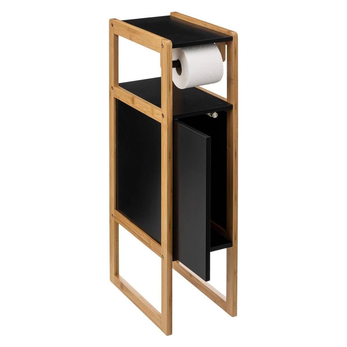 5Five Natureo държач за тоалетна хартия с шкаф, MDF, 33x20x80 см, Черен - 2
