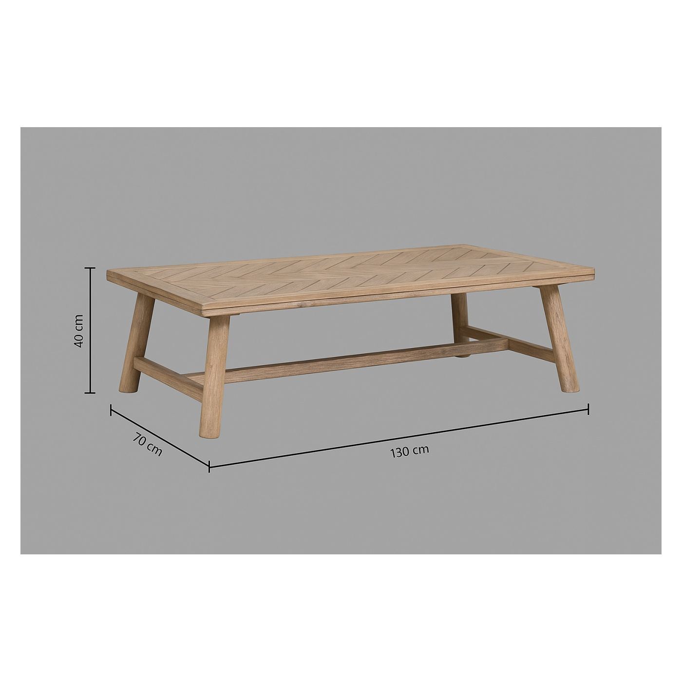 Atmosphera Aeris Масичка за кафе, Акациево дърво и MDF с шарка тип "рибена кост", 130x70x40 см, Натурален - 7