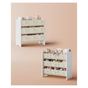 Рафт за играчки и книги с 9 подвижни текстилни кутии, MDF, Деца, 63x30x60 см, Безопасен дизайн, Бял thumbnail 2