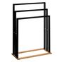 MDF и бамбукова стойка за кърпи с 3 рамена, 55x24x82 см, минималистичен дизайн, черна thumbnail 1
