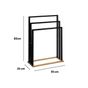 MDF и бамбукова стойка за кърпи с 3 рамена, 55x24x82 см, минималистичен дизайн, черна thumbnail 2